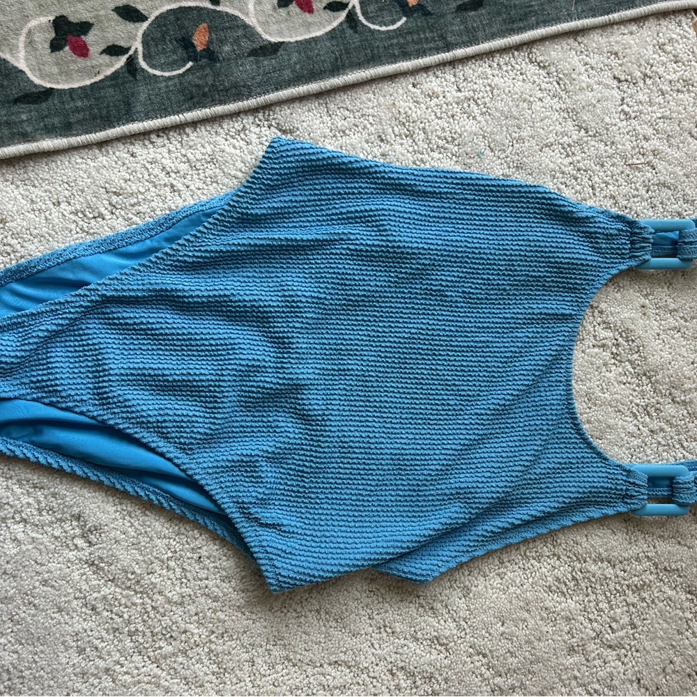 aerie Textured One-Piece Swimsuit in Sky Blue